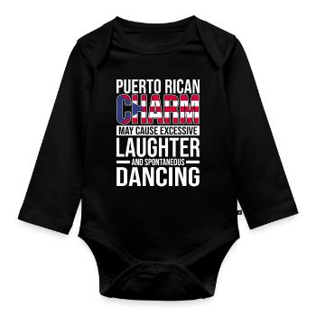 Puerto Rico Flagge | Puerto Ricaner Geschenkideen - Baby Bio-Langarm-Body - Schwarz - Vorne