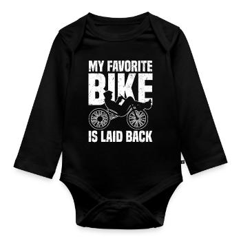 Velomobil | Recumbent Trike Triker Sport Geschenk - Baby Bio-Langarm-Body - Schwarz - Vorne