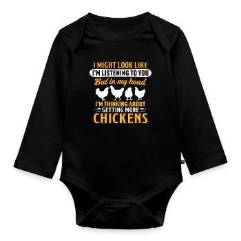 J’envisage d’avoir plus de poulets - Body Bébé bio manches longues - noir - Devant