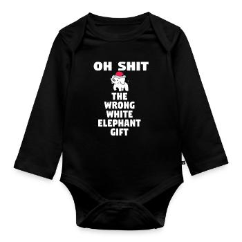 White Elephant Gift Office Christmas Coworkers - Organic Longsleeve Baby Bodysuit - black - Front
