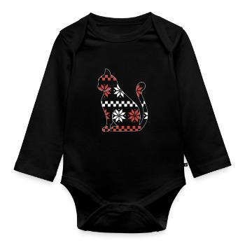 Cat Domestic Cat Shorthair Maine Coon Christmas - Organic Longsleeve Baby Bodysuit - black - Front