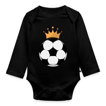 Fussball König Logo - Baby Bio-Langarm-Body - Schwarz - Vorne