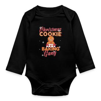 Weihnachten Backen Kekse Cookie Plätzchen Merry - Baby Bio-Langarm-Body - Schwarz - Vorne