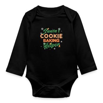 Christmas Baking Cookies Cookie Cookie Merry - Organic Longsleeve Baby Bodysuit - black - Front