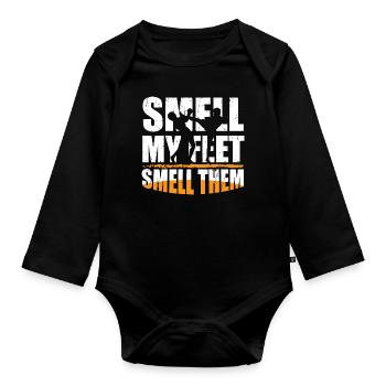 Smell My Feet Smell Them, Kampfsport, Humor, Fun, - Baby Bio-Langarm-Body - Schwarz - Vorne