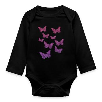 Schmetterling, Butterfly - Baby Bio-Langarm-Body - Schwarz - Vorne