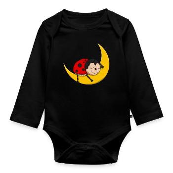 Ladybug - Good Night - Organic Longsleeve Baby Bodysuit - black - Front