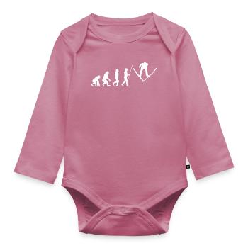 Ski jumping - Organic Longsleeve Baby Bodysuit - mauve - Front