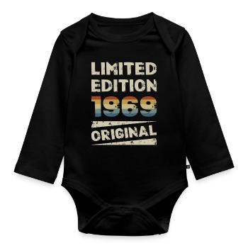 Limited Edition 55 Birthday Party Vintage 1969 - Organic Longsleeve Baby Bodysuit - black - Front