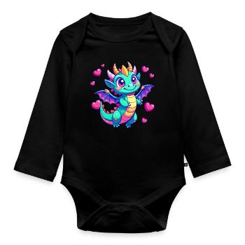 Colorful Dragon - Organic Longsleeve Baby Bodysuit - black - Front