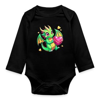 Dragon coloré - Body Bébé bio manches longues - noir - Devant