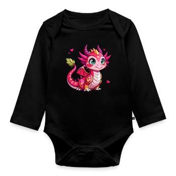 Colorful Dragon - Organic Longsleeve Baby Bodysuit - black - Front