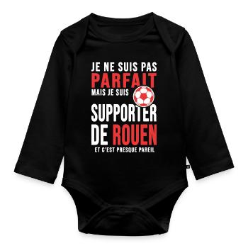 Rouen foot club football supporters rouannais - Body Bébé bio manches longues - noir - Devant
