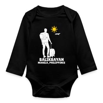 Philippinen Filipino Flagge Stolz I Geschenk - Baby Bio-Langarm-Body - Schwarz - Vorne