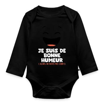 je suis de bonne humeur faites pas chier - Body Bébé bio manches longues - noir - Devant