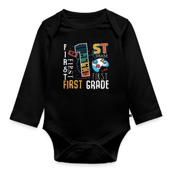 Écolier de jeu de 1ère année - Body Bébé bio manches longues - noir - Devant