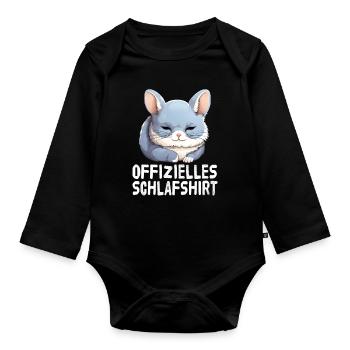 Chemise de nuit officielle en chinchilla - Body Bébé bio manches longues - noir - Devant