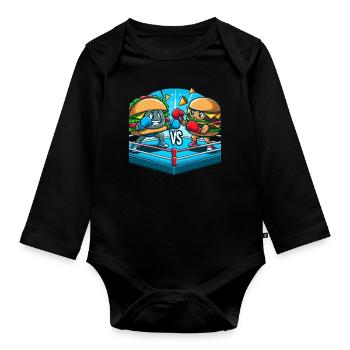 Hamburger de boxe - Body Bébé bio manches longues - noir - Devant