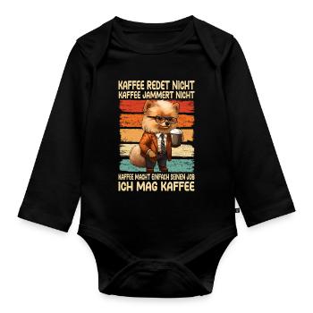 Le café ne parle pas, le café ne pleurniche pas - Body Bébé bio manches longues - noir - Devant