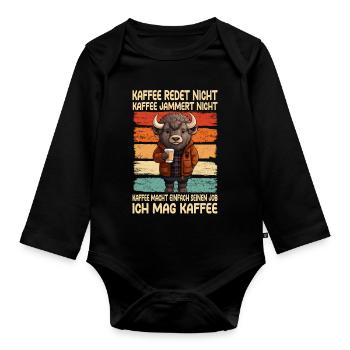 Café, ne parle pas, café, ne pleurniche pas, bison - Body Bébé bio manches longues - noir - Devant