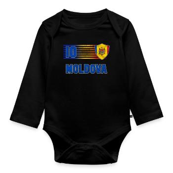Moldavie - Body Bébé bio manches longues - noir - Devant