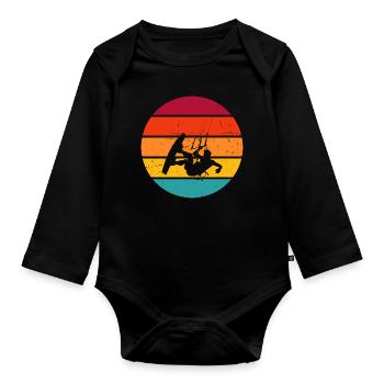 Kitesurfer Kitesurfing Kitesurfing Women - Organic Longsleeve Baby Bodysuit - black - Front