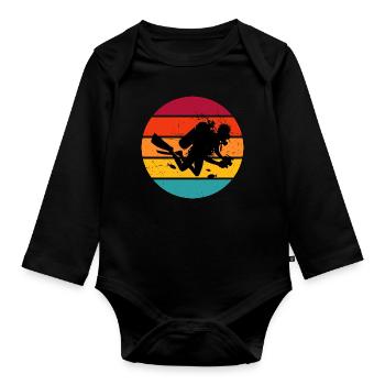 Plongeur Scuba Diver Femmes Plongée - Body Bébé bio manches longues - noir - Devant