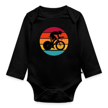 Vélo de route Cyclisme de route Vélo de route Femmes Hommes - Body Bébé bio manches longues - noir - Devant