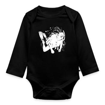 Women's Scuba Diving Scuba Diver Diving - Organic Longsleeve Baby Bodysuit - black - Front