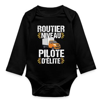 Truck Elite Truck Truck Gift Truck Driver - Organic Longsleeve Baby Bodysuit - black - Front