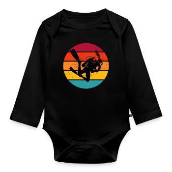 Plongée Libre Scuba Diver Homme - Body Bébé bio manches longues - noir - Devant