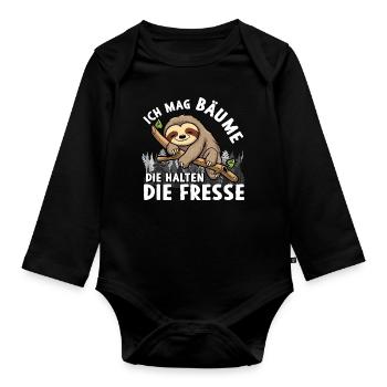 I like trees that keep their mouths shut - Organic Longsleeve Baby Bodysuit - black - Front