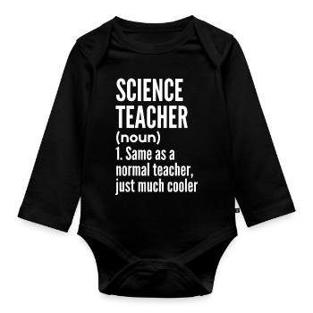 Science Teacher - Body Bébé bio manches longues - noir - Devant
