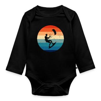 Women Kiting Kitesurfer Kitesurfing Kite Kitesurf - Organic Longsleeve Baby Bodysuit - black - Front