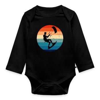 Women's Kiting Kitesurfer Kite Men's Kitesurfing - Organic Longsleeve Baby Bodysuit - black - Front