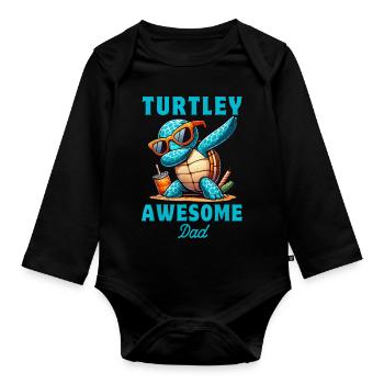 Dabbing Turtle Ocean Animal Lover Dad Father's Day - Organic Longsleeve Baby Bodysuit - black - Front