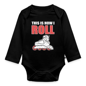 Roller Skating Roller Skates Inline Skates - Organic Longsleeve Baby Bodysuit - black - Front