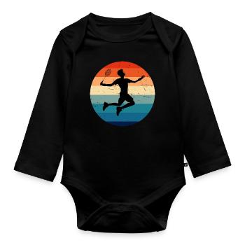 Badminton players Badminton men badminton - Organic Longsleeve Baby Bodysuit - black - Front