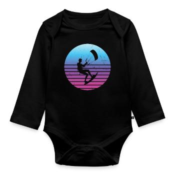 Kitesurf Kite Kite Kitesurfer Homme - Body Bébé bio manches longues - noir - Devant