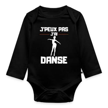 I Can't I Danced - Organic Longsleeve Baby Bodysuit - black - Front