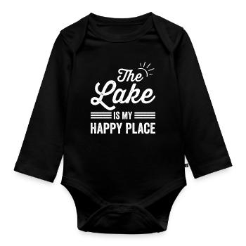 Der See ist mein glücklicher Ort Der Seeliebhaber - Baby Bio-Langarm-Body - Schwarz - Vorne