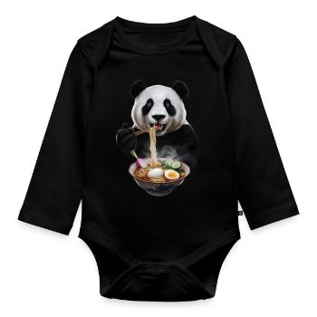 Panda - Baby Bio-Langarm-Body - Schwarz - Vorne