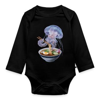 Quallen Ramen - Baby Bio-Langarm-Body - Schwarz - Vorne