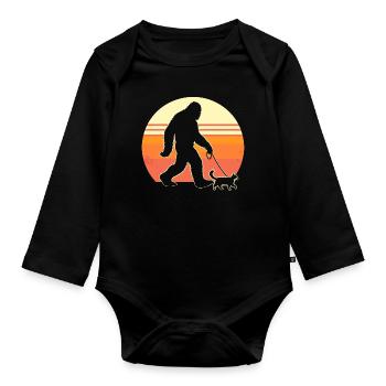 Bigfoot Cat - Organic Longsleeve Baby Bodysuit - black - Front