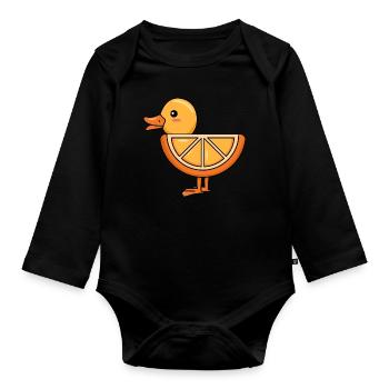 Design orange canard pour les amateurs de canards - Body Bébé bio manches longues - noir - Devant