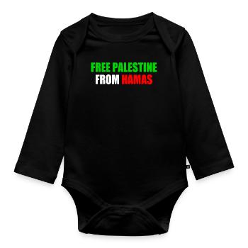 Free palestine - Body Bébé bio manches longues - noir - Devant