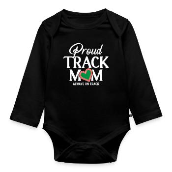 Fière maman athlétisme, toujours à l’affût - Body Bébé bio manches longues - noir - Devant