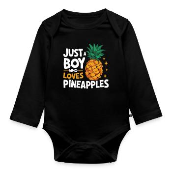 Ananas Fruit tropical hawaïen - Body Bébé bio manches longues - noir - Devant