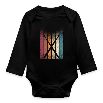 Vintage Retro Schlagzeug Drumsticks Schlagzeuger - Baby Bio-Langarm-Body - Schwarz - Vorne