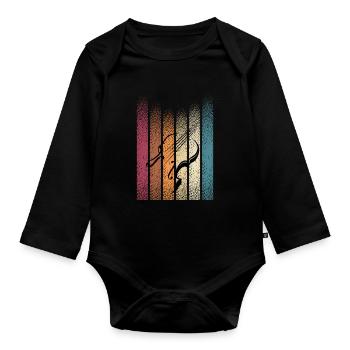 Retro Vintage Geige Violine Geigenspieler - Baby Bio-Langarm-Body - Schwarz - Vorne